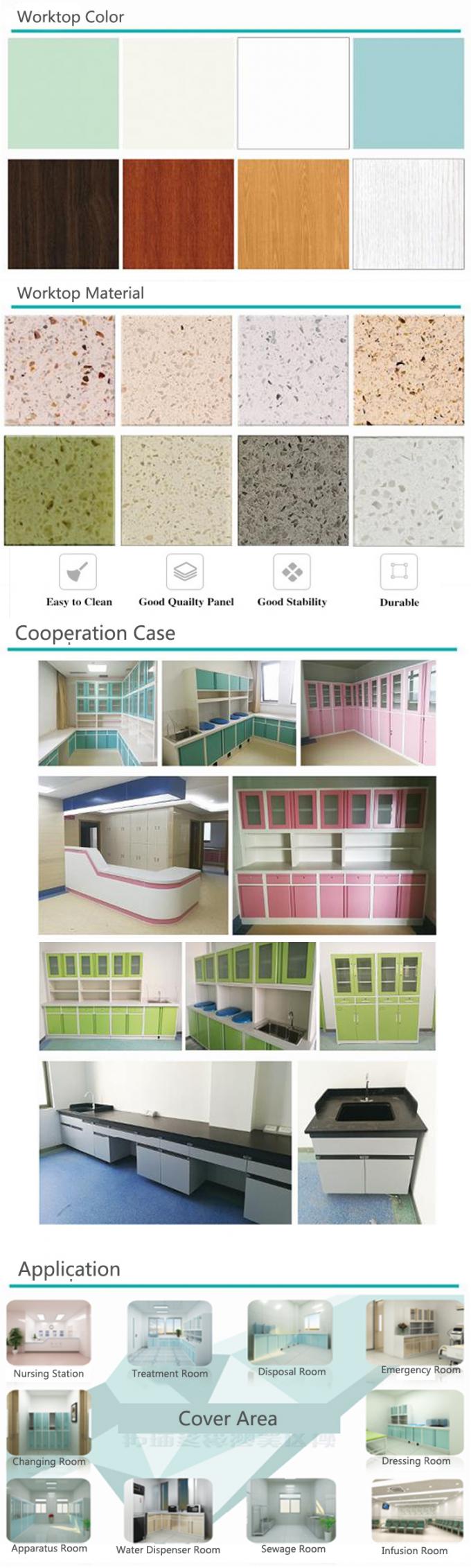 耐久性L 3000*W 600*H 850~900mm 病院用キャビネット 医療用キャビネット 110度ヒンジ 0