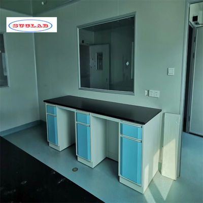 良い値段 4つのカスタマイズされたクローバー 青いラボワークベンチ 完全な鋼で作られたラボベンチ オンライン
